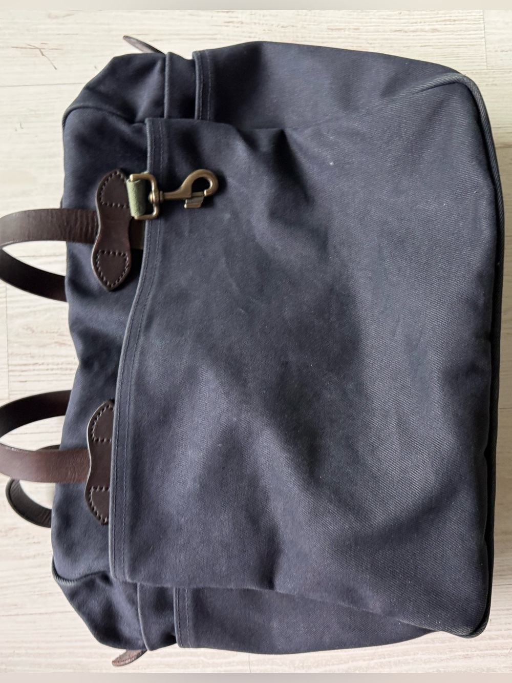 Filson Rugged Twill Zipper Tote Laptop Gym Bag Navy Made in USA Unisex Key Clip - Picture 16 of 16